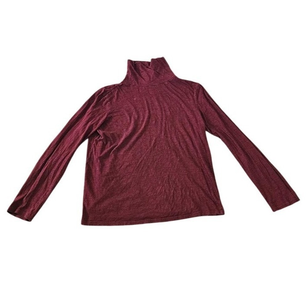 Pact Organic Cotton Turtleneck Women Medium Long Sleeve Top Burgundy Lightweight